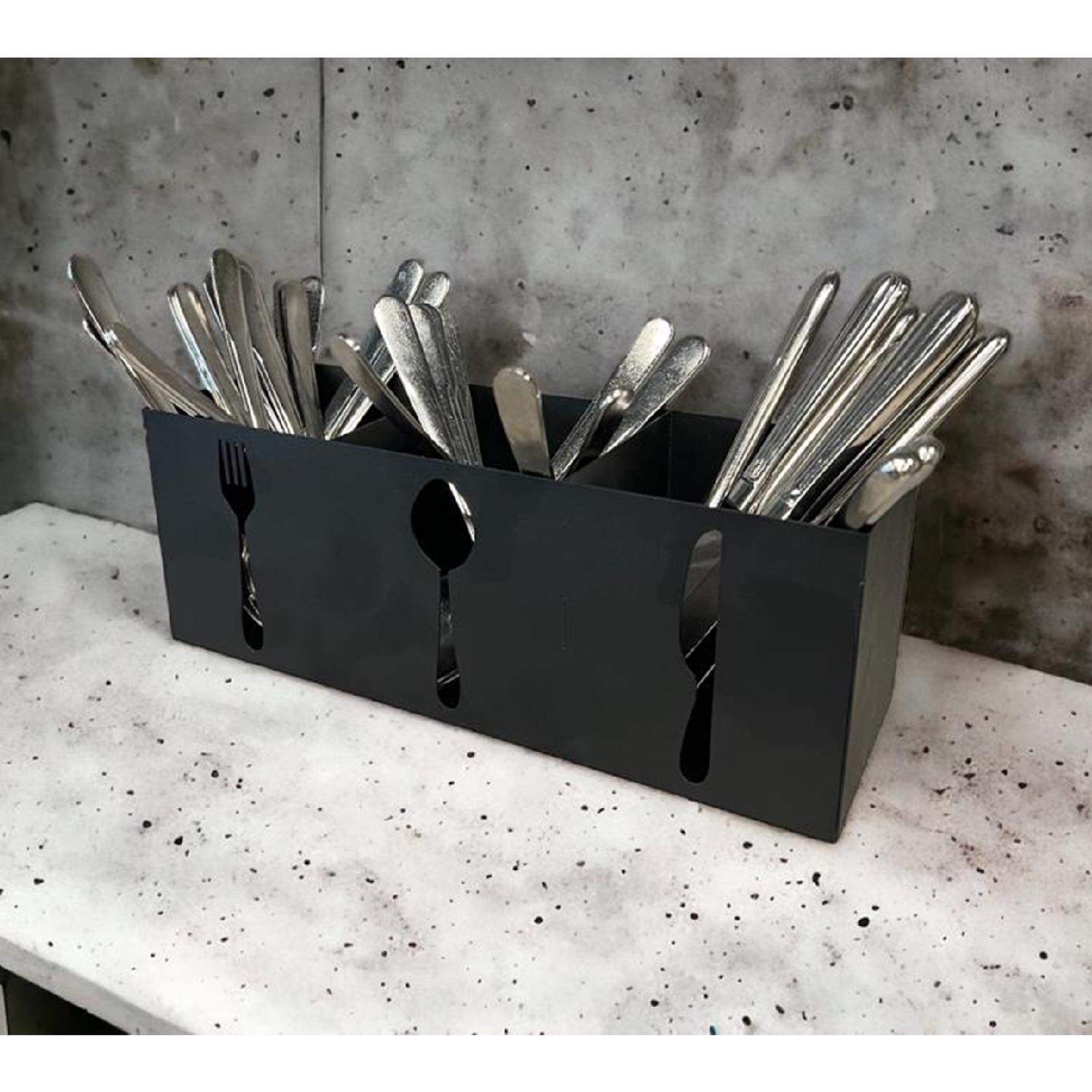 Ev & Endüstriyel Model Çatal Kaşık Bıçaklık Standı Siyah